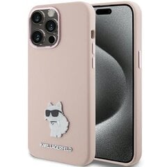 Karl Lagerfeld KLHCP15XSMHCNPP iPhone 15 Pro Max 6.7" różowy|pink Silicone Choupette Metal Pin цена и информация | Чехлы для телефонов | pigu.lt