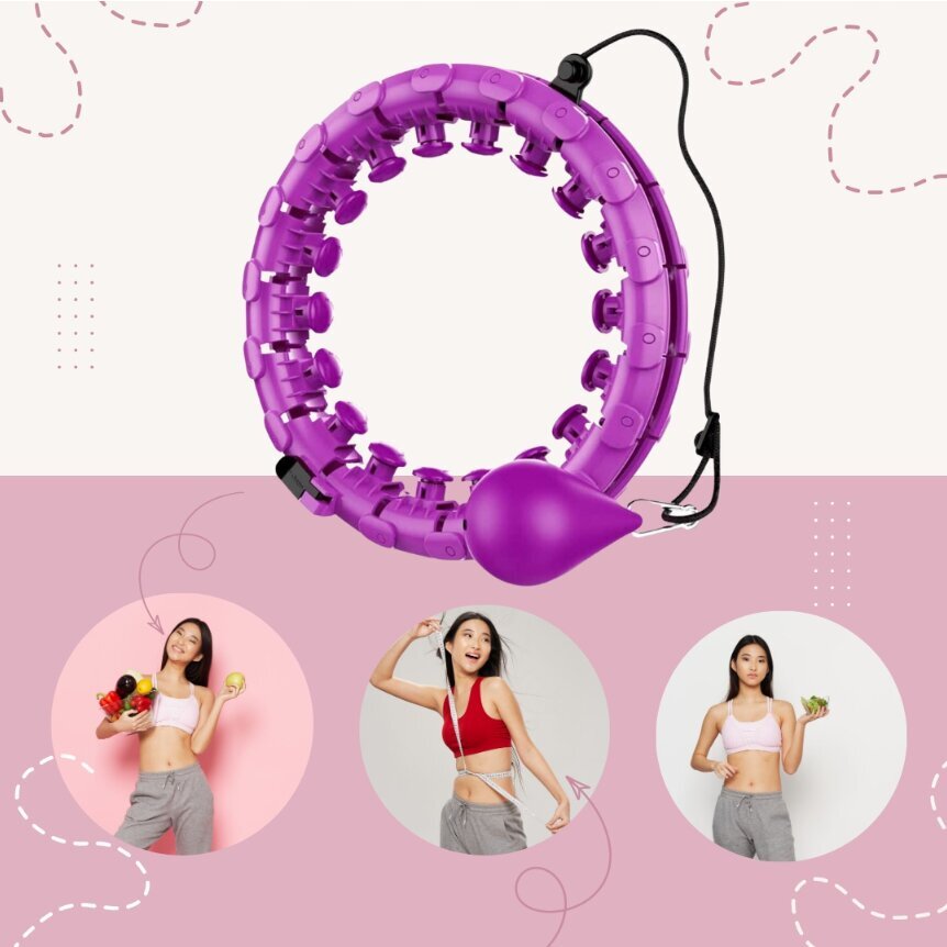 Liekninantis lankas Hula Hoop Smart, 45 cm, violetinis kaina ir informacija | Gimnastikos lankai ir lazdos | pigu.lt