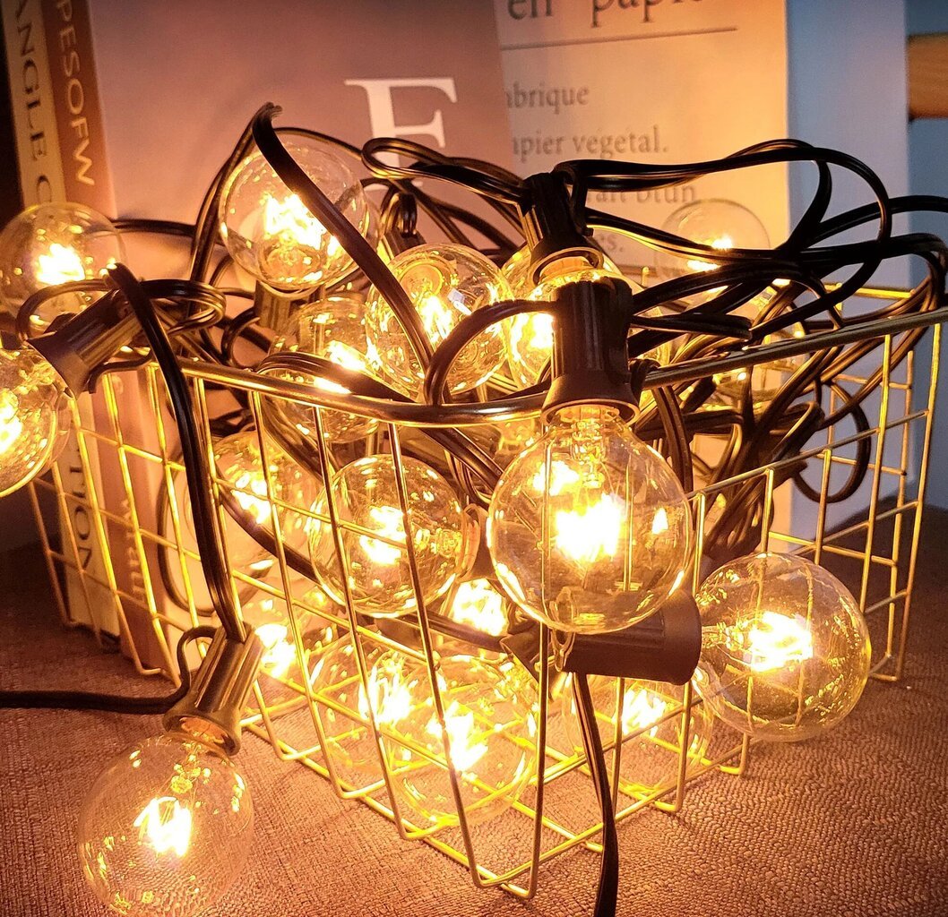 LIVMAN lauko apšvietimo lempų styga 7,6m, 25+2 lemputės kaina ir informacija | Girliandos | pigu.lt