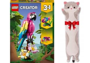 31144 LEGO Creator 3in1 egzotiška rožinė papūga ir pagalvė Katė kaina ir informacija | Konstruktoriai ir kaladėlės | pigu.lt