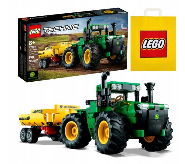 42136 LEGO Technic John Deere traktorius 4WD ir pliušinė pagalvė Katė, 50 cm kaina ir informacija | Konstruktoriai ir kaladėlės | pigu.lt