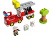10969 LEGO Duplo Ugniagesių automobilis ir pliušinė pagalvė Katė, 50 cm kaina ir informacija | Konstruktoriai ir kaladėlės | pigu.lt