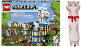 21188 LEGO Minecraft Lama Village ir pliušinė pagalvė Katė, 50 cm kaina ir informacija | Konstruktoriai ir kaladėlės | pigu.lt