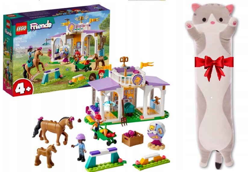 41746 LEGO Friends Horse Training ir pliušinė pagalvė Katė, 50 cm kaina ir informacija | Konstruktoriai ir kaladėlės | pigu.lt