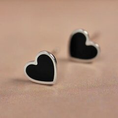Juodos širdies įveriami auskarai iš sidabro 925 prabos "Marceline kaina ir informacija | Auskarai | pigu.lt