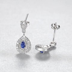 Elegantiški kabantys auskarai ašaros formos mėlyni cirkoniai sidabras 925 Marceline kaina ir informacija | Auskarai | pigu.lt