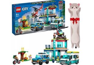 60371 LEGO City avarinės transporto priemonės komplektas ir pliušinė pagalvė Katė, 50 cm цена и информация | Конструкторы и кубики | pigu.lt