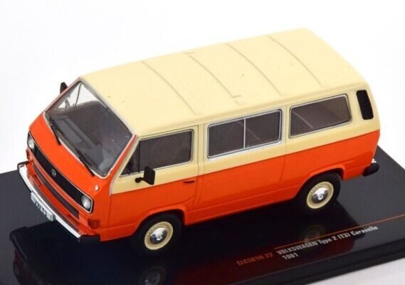 Kolekcinis modeliukas VW T3 Caravelle 1981 Orange/Beige CLC501N IXO 1:43 kaina ir informacija | Kolekciniai modeliukai | pigu.lt