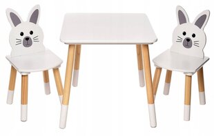 3-ių dalių vaikiškas baldų komplektas MPMAX Rabbit, rudas/baltas цена и информация | Детские столы и стулья | pigu.lt