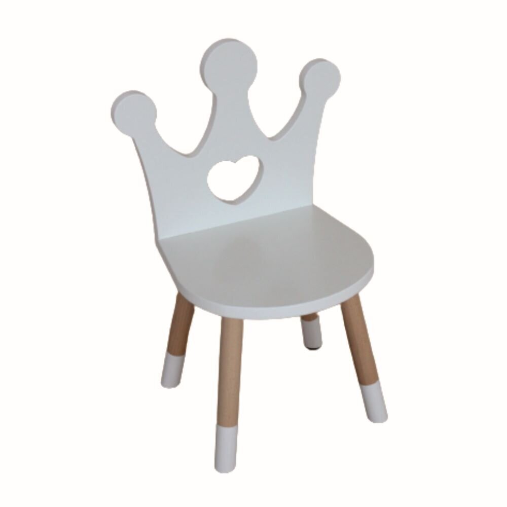 Vaikiška kėdutė Karūna su širdele, balta kaina ir informacija | Vaikiškos kėdutės ir staliukai | pigu.lt
