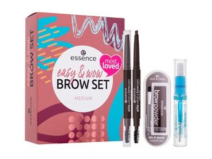 Набор для бровей Essence Easy &amp; Wow для женщин: тени для бровей Browpowder 02, 2,3 г + водостойкий карандаш для бровей Wow What a Brow 03, 0,2 г + тушь для бровей и ресниц Lash &amp; Brow, 9 мл цена и информация | Карандаши, краска для бровей | pigu.lt