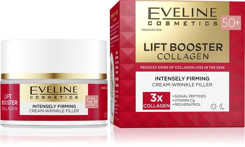 Stangrinamasis veido kremas Eveline Lift Booster Collagen 50+, 50 ml цена и информация | Veido kremai | pigu.lt