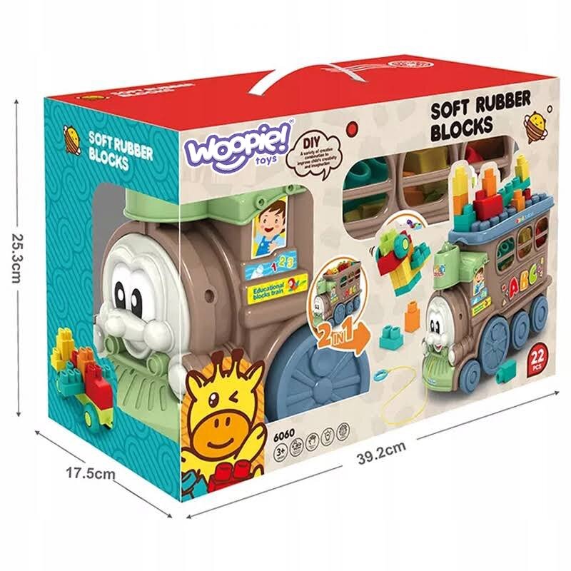 Žaislinis traukinukas su kaladėlėmis, Woopie kaina ir informacija | Konstruktoriai ir kaladėlės | pigu.lt