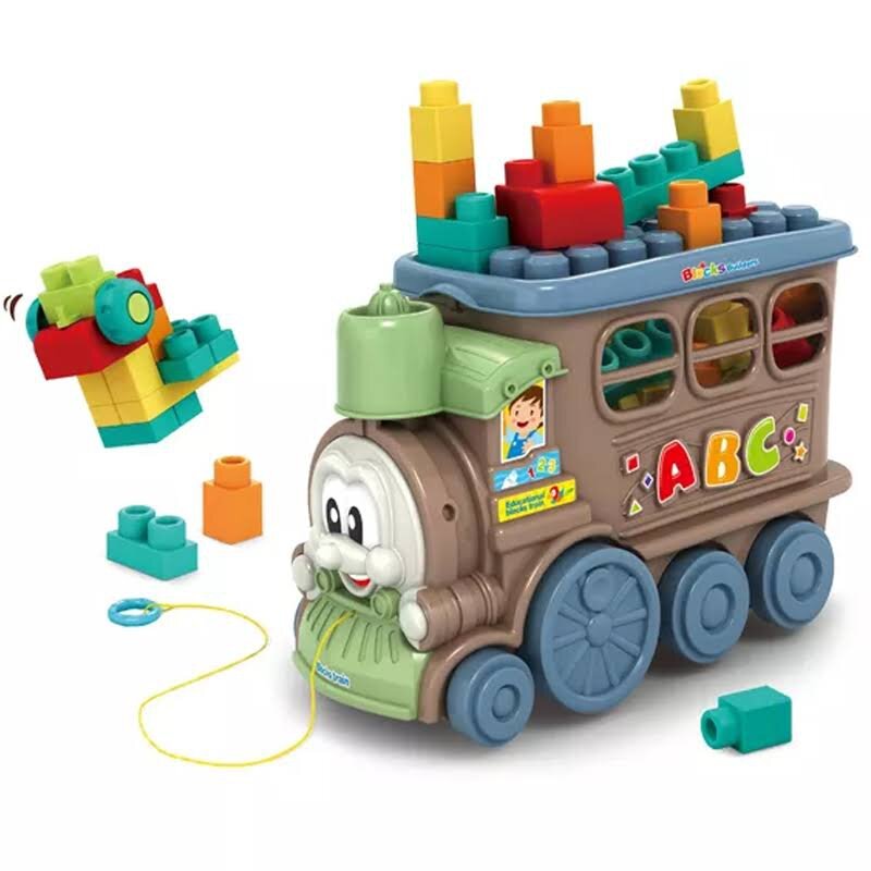 Žaislinis traukinukas su kaladėlėmis, Woopie kaina ir informacija | Konstruktoriai ir kaladėlės | pigu.lt