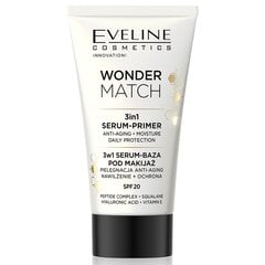 База под макияж Eveline Wonder Match 3in1 Serum-Primer, 30 мл цена и информация | Пудры, базы под макияж | pigu.lt