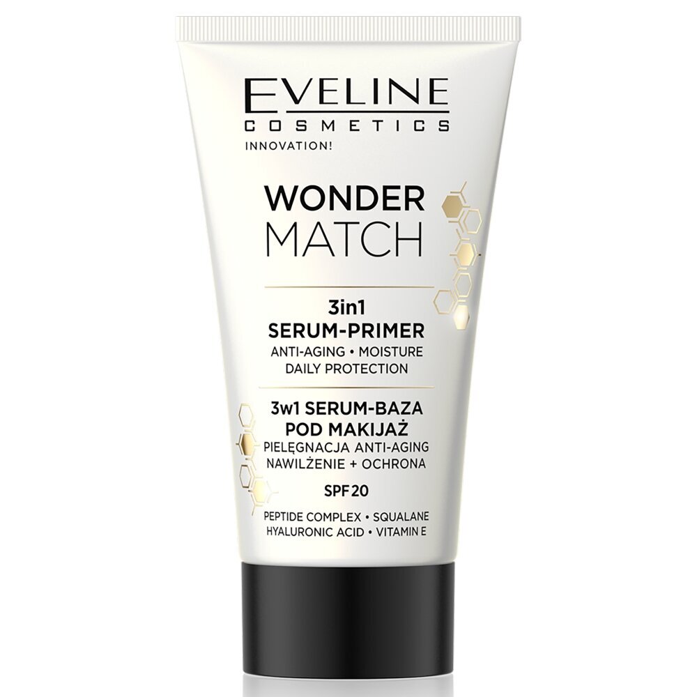 Makiažo bazė Eveline Wonder Match 3in1 Serum-Primer, 30 ml цена и информация | Makiažo pagrindai, pudros | pigu.lt