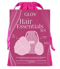 Набор для ухода за волосами Glov Hair Essentials: тюрбан для волос + щетка + сумка. цена и информация | Расчески, щетки для волос, ножницы | pigu.lt