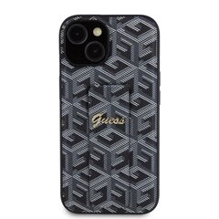 Guess PU Grip Stand G Cube Case for iPhone 15 Black цена и информация | Чехлы для телефонов | pigu.lt