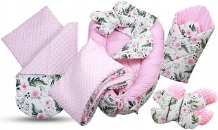 Kūdikio lizdelis su priedais Babymam 7 el., rožinis kaina ir informacija | Vokeliai, miegmaišiai, pagalvės | pigu.lt