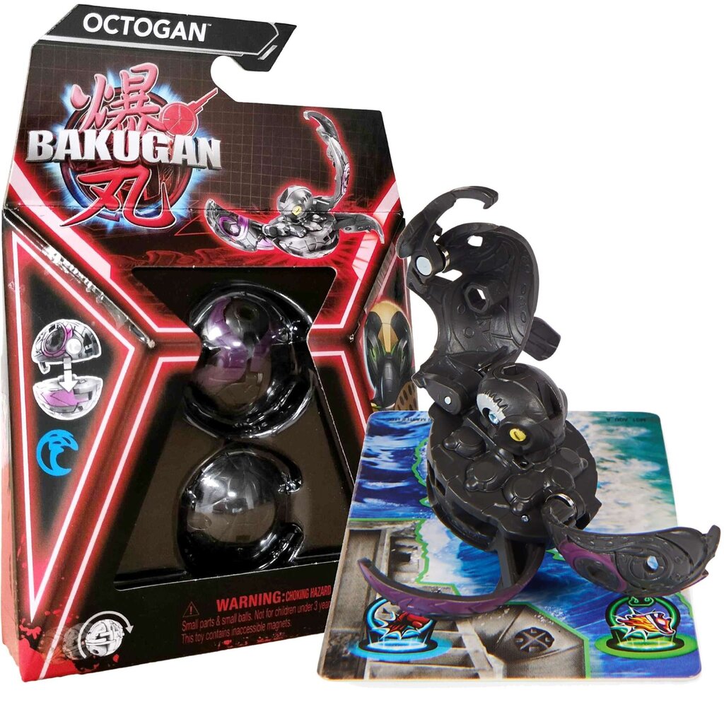 Transformuojama kovinė figūrėlė Bakugan Octogan ir kortelės, juoda цена и информация | Žaislai berniukams | pigu.lt