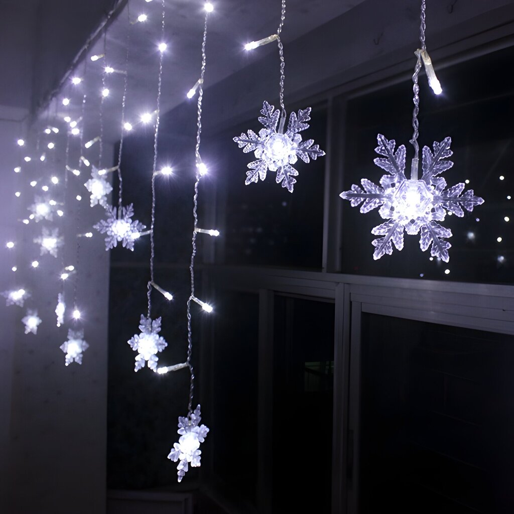 Kalėdinės lemputės su 19 snaigių ir daug mažesnių lempučių, 4m, 96 LED, LIVMAN XY-016 цена и информация | Girliandos | pigu.lt