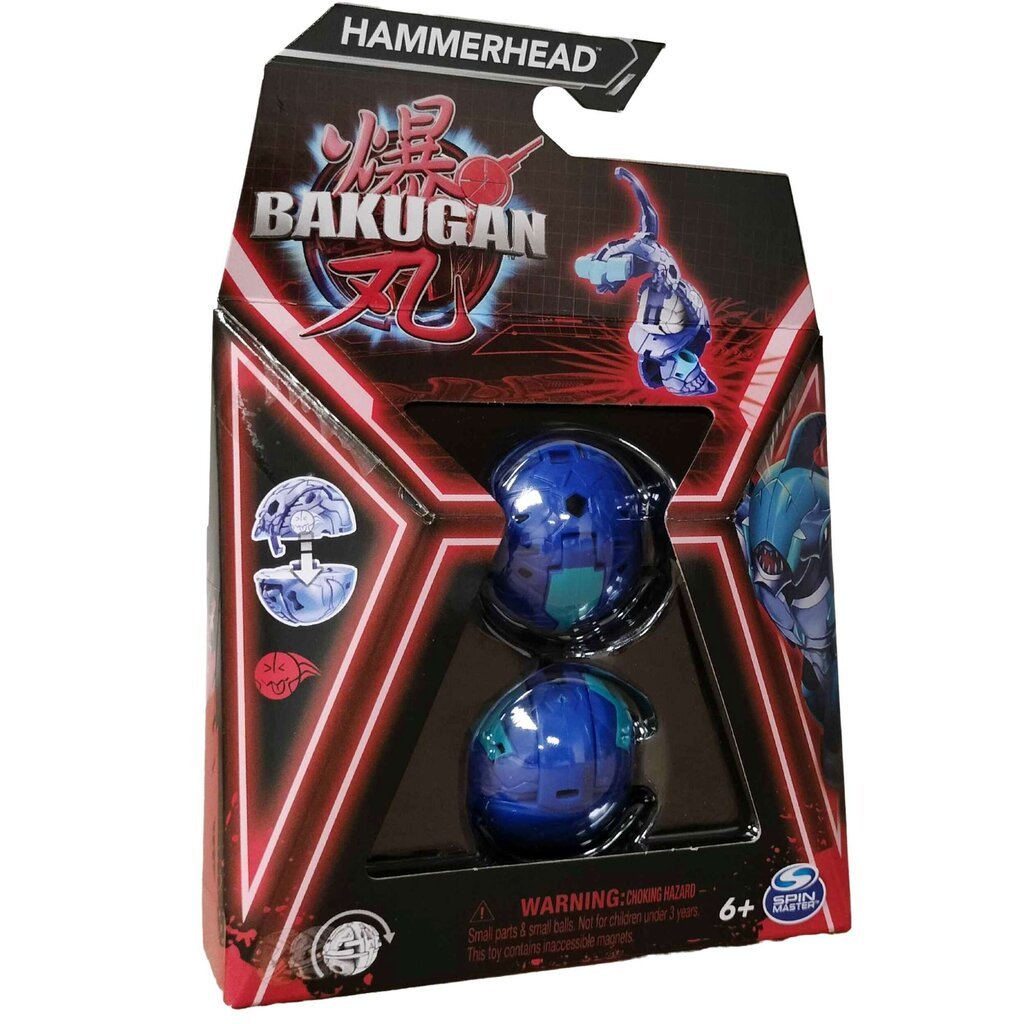 Transformuojama kovinė figūrėlė Bakugan Hammerhead ir kortelės, mėlyna цена  | pigu.lt