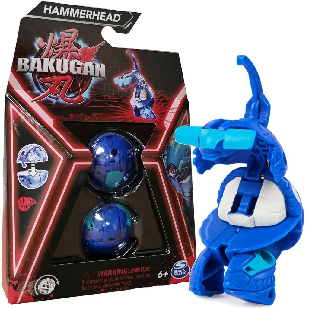 Transformuojama kovinė figūrėlė Bakugan Hammerhead ir kortelės, mėlyna цена  | pigu.lt