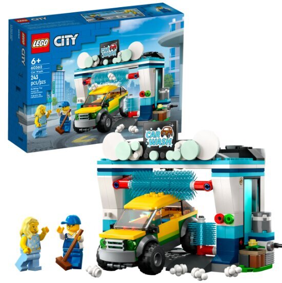 60362 LEGO City automobilių plovykla popieriniame 6315792 LEGO VP maišelyje ir pliušinė pagalvė Katė kaina ir informacija | Konstruktoriai ir kaladėlės | pigu.lt