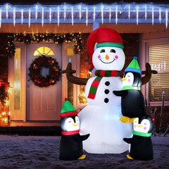 Надувной светодиодный снеговик с пингвинами 180см. цена и информация | Рождественское украшение CA1031, 10 см | pigu.lt