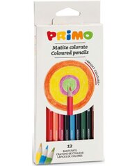Spalvoti pieštukai Primo, šešiakampiai, 12 spalvų цена и информация | Принадлежности для рисования, лепки | pigu.lt