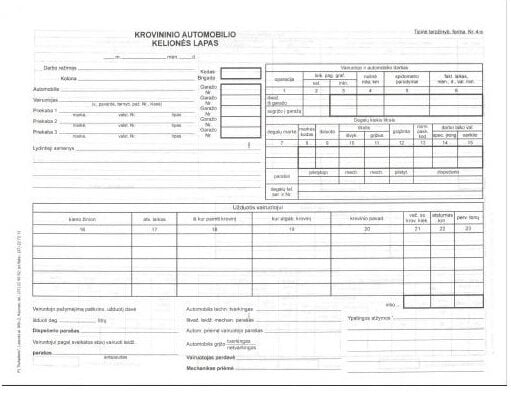 Krovininio automobilio kelionės lapai A4, numeruoti, 100 lapų kaina ir informacija | Kanceliarinės prekės | pigu.lt