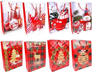 Dovanų maišelis Raudonos Kalėdos, 1 vnt. kaina ir informacija | Dovanų pakavimo priemonės | pigu.lt