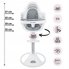 Aukšta sukamoji maitinimo kėdė Moby-System Flora, grey цена и информация | Стульчики для кормления | pigu.lt