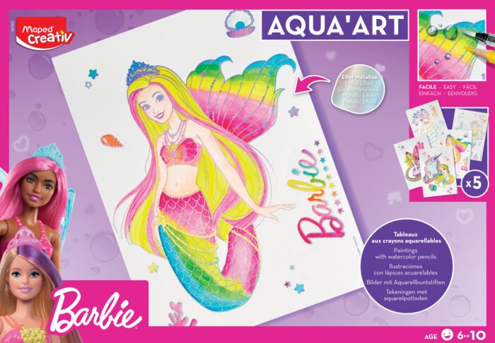 Spalvinimo rinkinys Maped Creativ Barbie Aqua Art цена и информация | Piešimo, tapybos, lipdymo reikmenys | pigu.lt