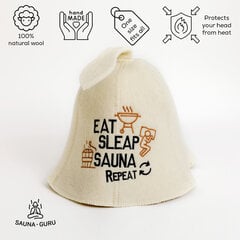 Pirties kepurė Eat Sleep Sauna Repeat 100% vilna kaina ir informacija | Saunos, pirties aksesuarai | pigu.lt