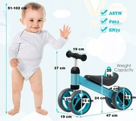 Синий четырёхколесный для детей, от 1 г. цена и информация | Балансировочные велосипеды | pigu.lt