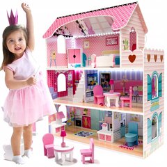 Деревянный кукольный домик Doll House, с LED подсветкой и мебелью, 70 см цена и информация | Игрушки для девочек | pigu.lt