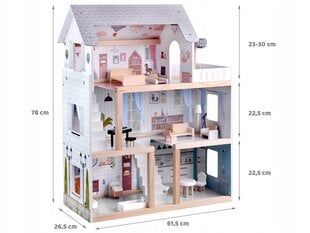 Деревянный кукольный домик Boho Dollhouse, с LED подсветкой и мебелью, 78 см цена и информация | Игрушки для девочек | pigu.lt