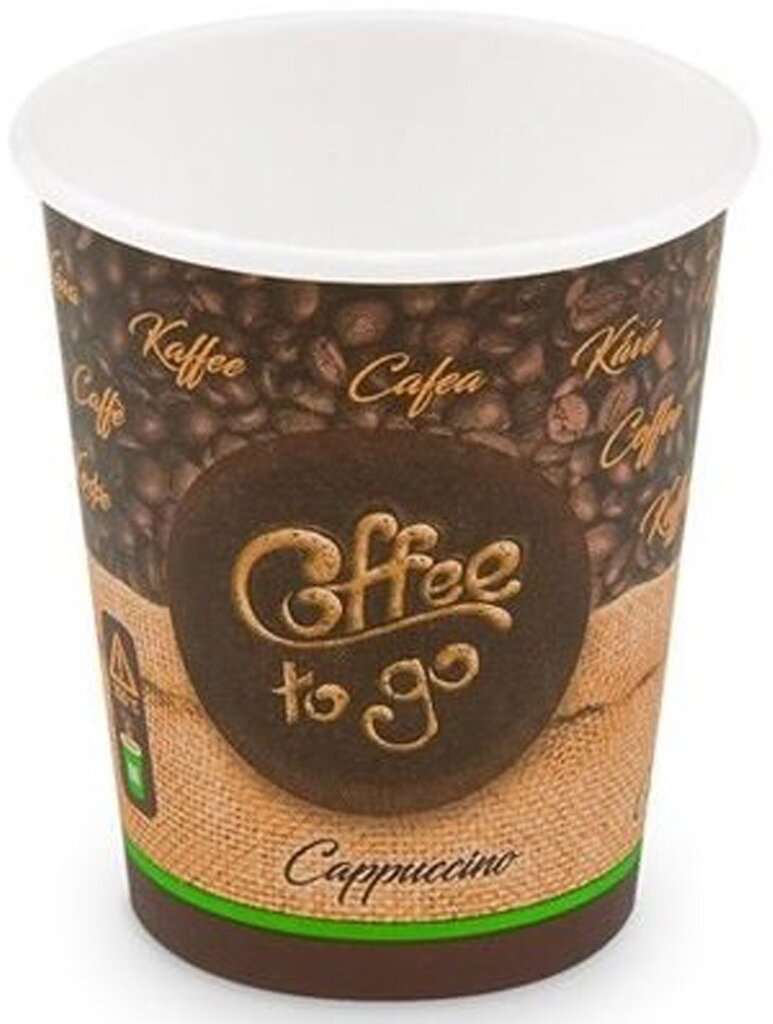 Vienkartiniai popieriniai puodeliai Coffee to go, 200 ml, 50 vnt цена и информация | Vienkartiniai indai šventėms | pigu.lt