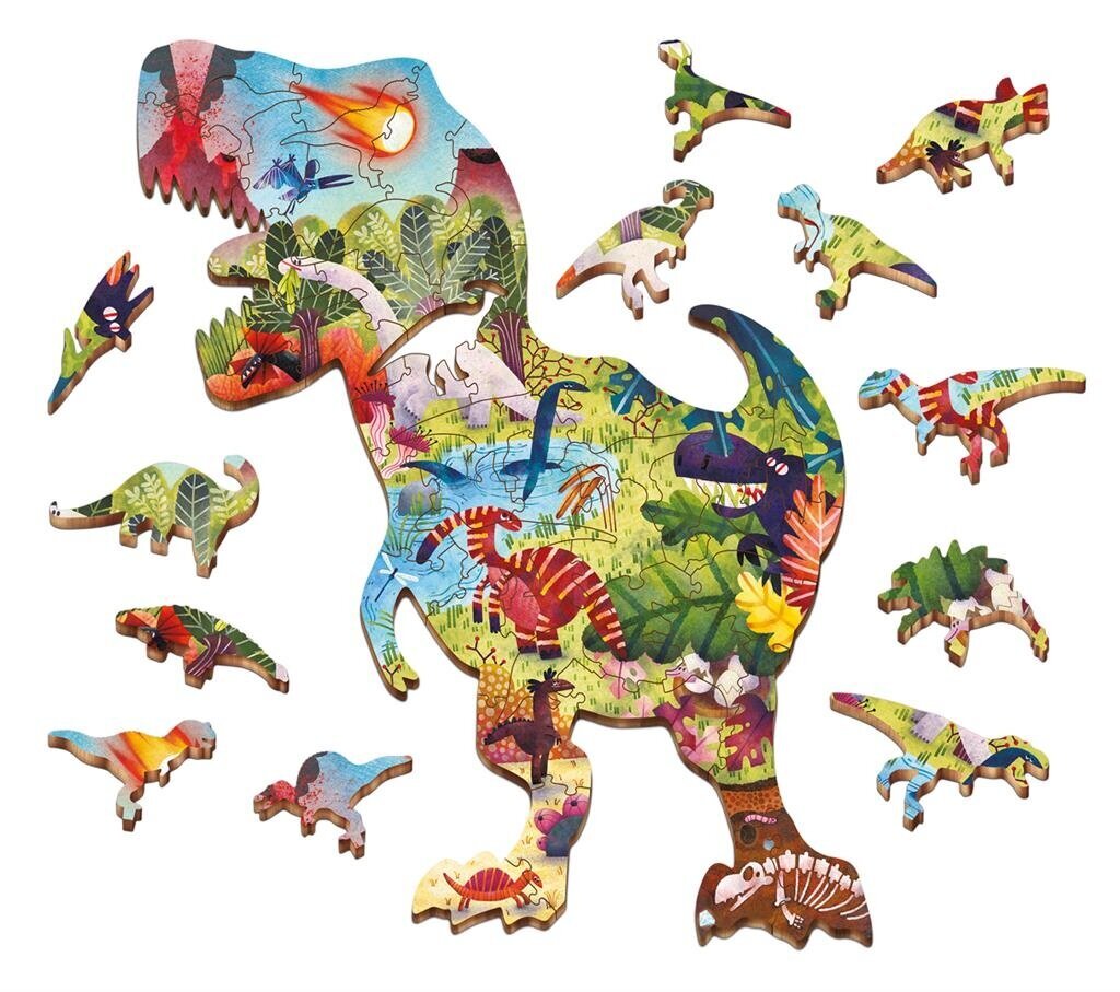 Medinė dėlionė Ludattica, dinozaurai, 48 el. kaina ir informacija | Dėlionės (puzzle) | pigu.lt