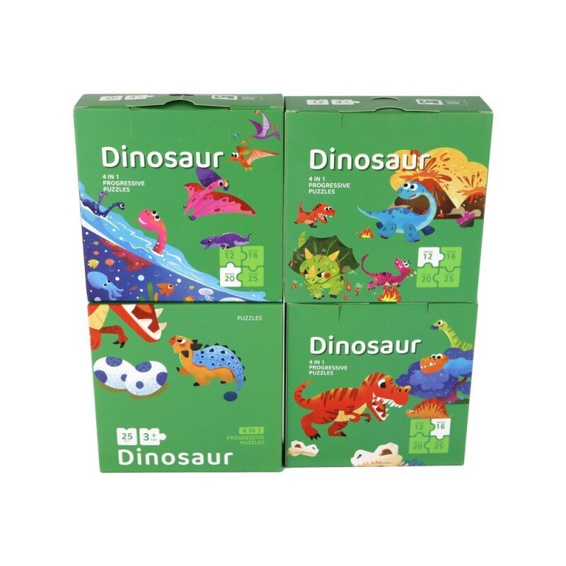 Dėlionė Lean Toys Dinozaurai 4in1, 73 d. kaina ir informacija | Dėlionės (puzzle) | pigu.lt