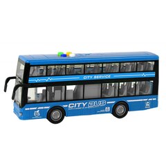 Žaislinis akumuliatorinis dviaukštis autobusas Lean Toys, mėlynas kaina ir informacija | Žaislai berniukams | pigu.lt