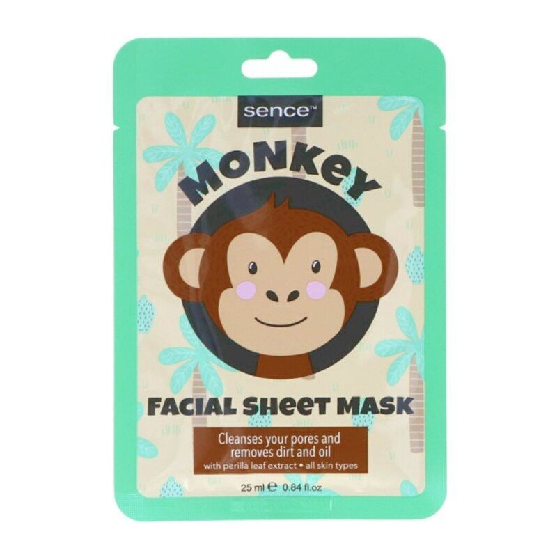 Lakštinė veido kaukė Sence Monkey/Fox, 1 vnt kaina ir informacija | Veido kaukės, paakių kaukės | pigu.lt