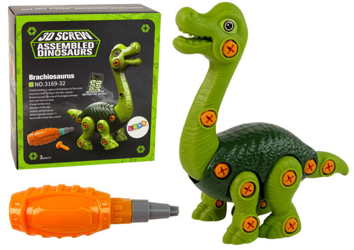 Dinozauras Brachiosaurus su atsuktuvu Lean Toys, žalias цена и информация | Žaislai berniukams | pigu.lt