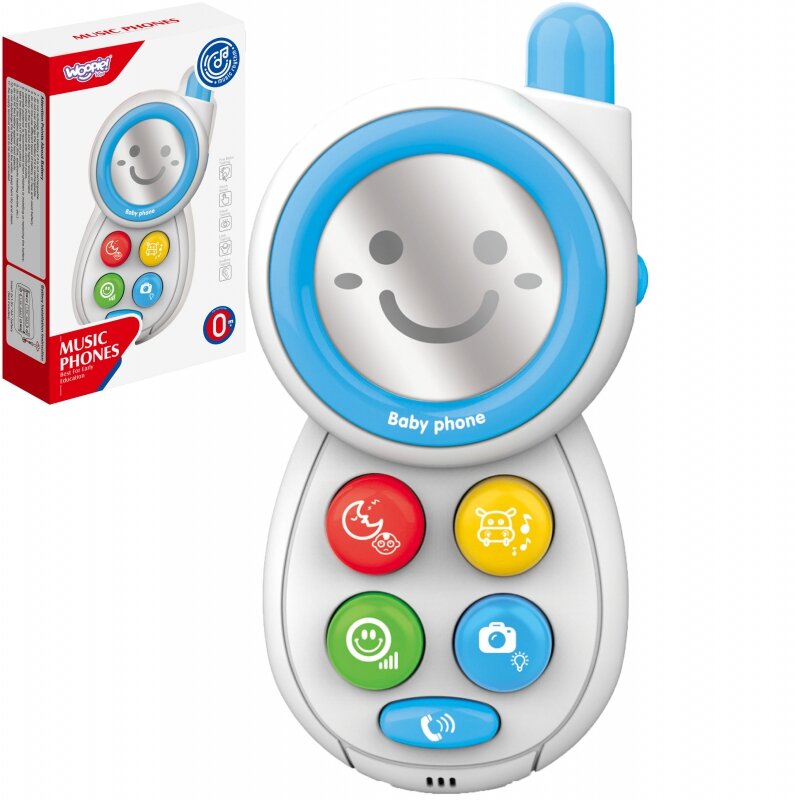 Interaktyvus kūdikių telefonas su garso ir šviesos efektais, Woopie, mėlynas kaina ir informacija | Žaislai kūdikiams | pigu.lt