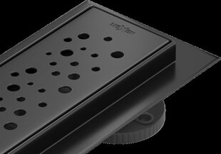 Dušo latakas Mexen Flat 360 Dots, Black, 50 cm kaina ir informacija | Dušo latakai | pigu.lt