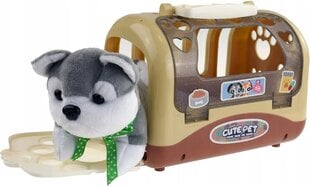 Šuniukas su transportavimo dėže ir priedais цена и информация | Мягкие игрушки | pigu.lt