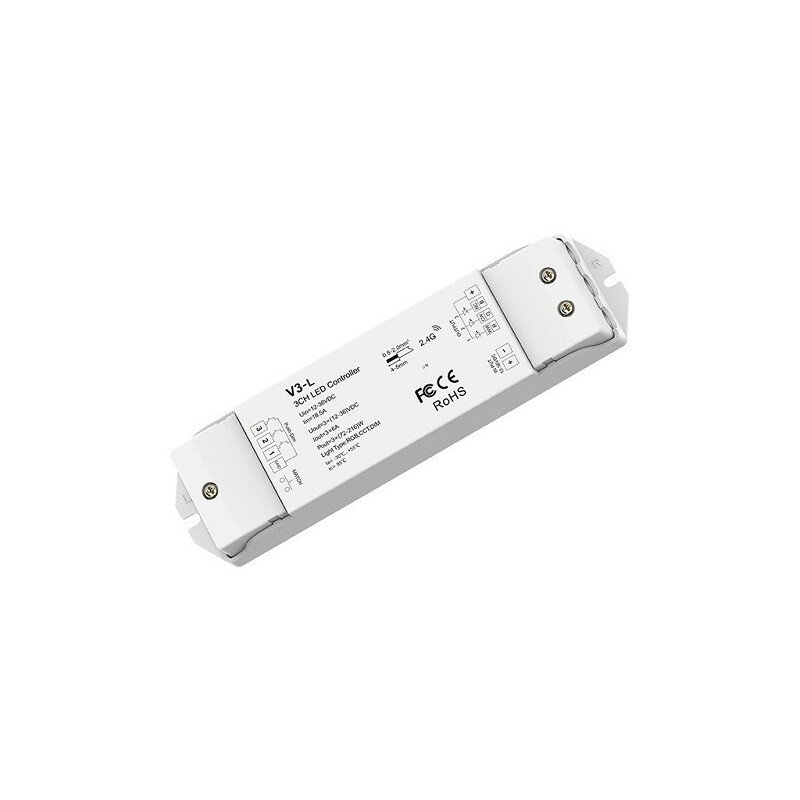 V3-L nuolatinės įtampos RGB valdiklis, 12-48V, 3x 6A, Push Dimm kaina ir informacija | LED juostos | pigu.lt