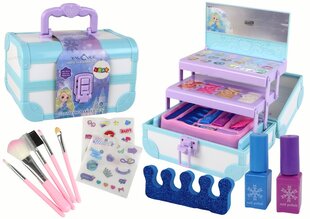 Grožio rinkinys lagamine Lean Toys, mėlynas kaina ir informacija | Žaislai mergaitėms | pigu.lt