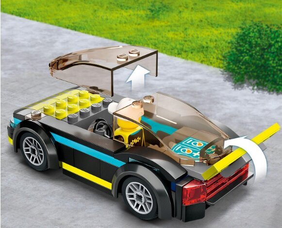 60383 LEGO City elektrinis sportinis automobilis ir pliušinė pagalvė Katė kaina ir informacija | Konstruktoriai ir kaladėlės | pigu.lt